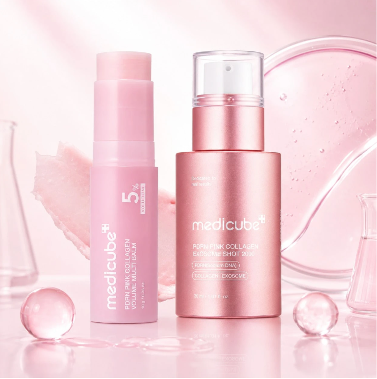 Medicube PDRN Pink Collagen Exosome Shot 2000 & Volume Multi Balm Bundle