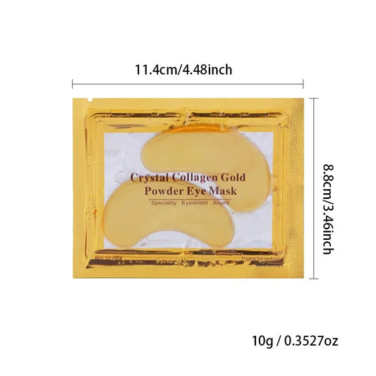 24K Gold Gel Crystal Collagen Eye Masks - 10 Pairs of Moisturizing Under-Eye Patches for Professional Eye Care for All Genders
