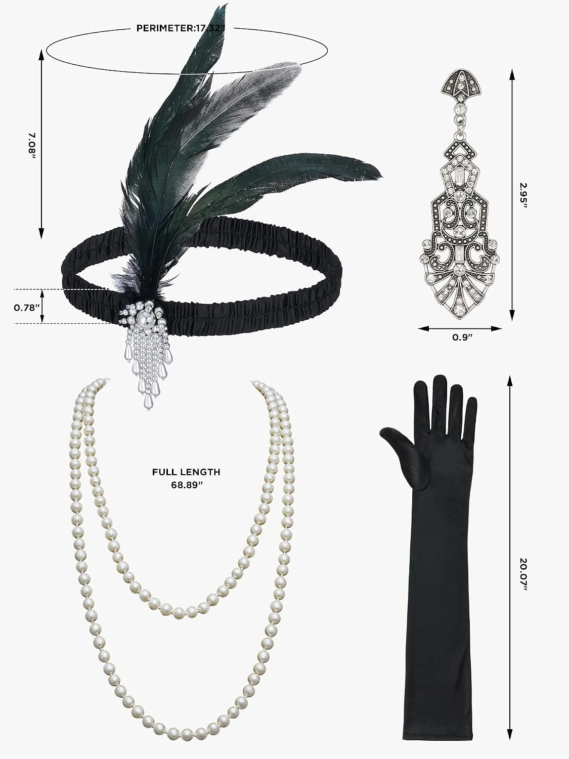 Glamorous 1920s Flapper Accessories Set - Elevate Your Vintage Style