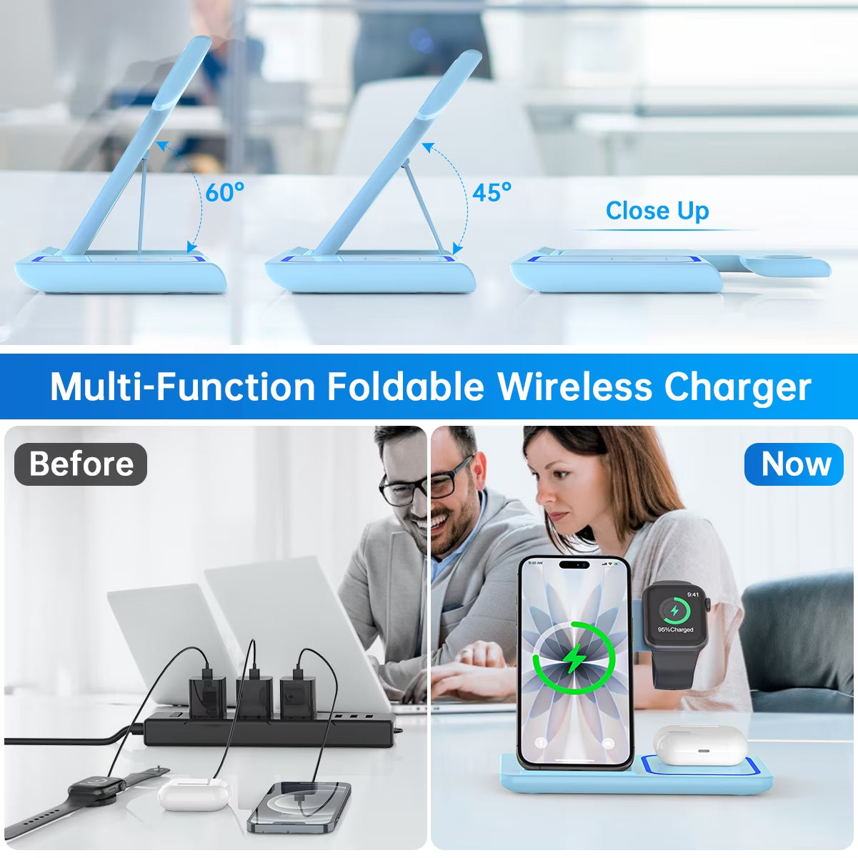 Revolutionary 3-in-1 Wireless Charging Station for iPhone, Apple Watch & AirPods - Fast, Stylish, and Convenient!