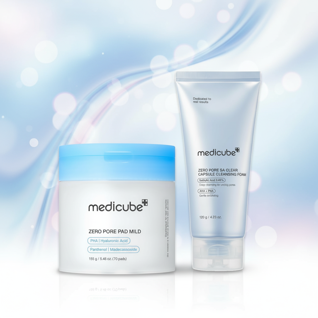 Transform Your Skin with Medicube Zero Pore Cleanse & Swipe Duo: Exfoliating Cleanser and Pore Refining Pads for a Flawless Complexion