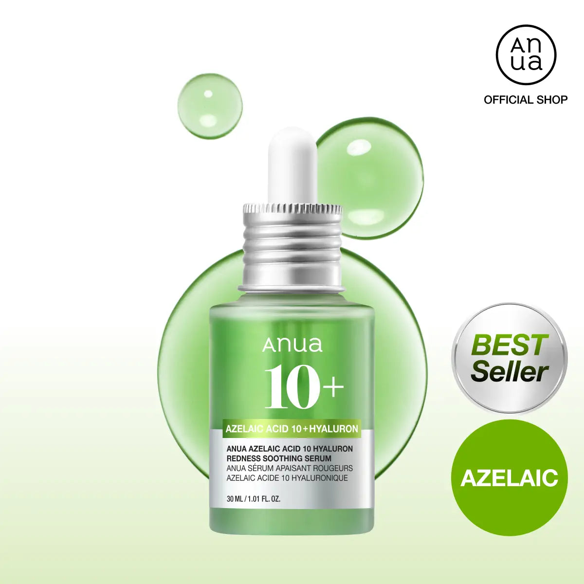 Anua Azelaic Acid 10 Hyaluron Redness Soothing Serum 1.01 Fl.Oz.(30Ml)