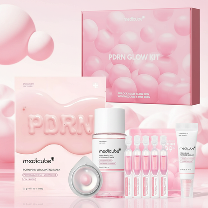 Salmon DNA PDRN Glow Kit | Glass Glow Mini Skincare Set with Toner, Serum & Sheet Mask for Hydrating, Firming, Moisturizing |Gift & Travel Essentials for Women & Girls | Korean Skincare