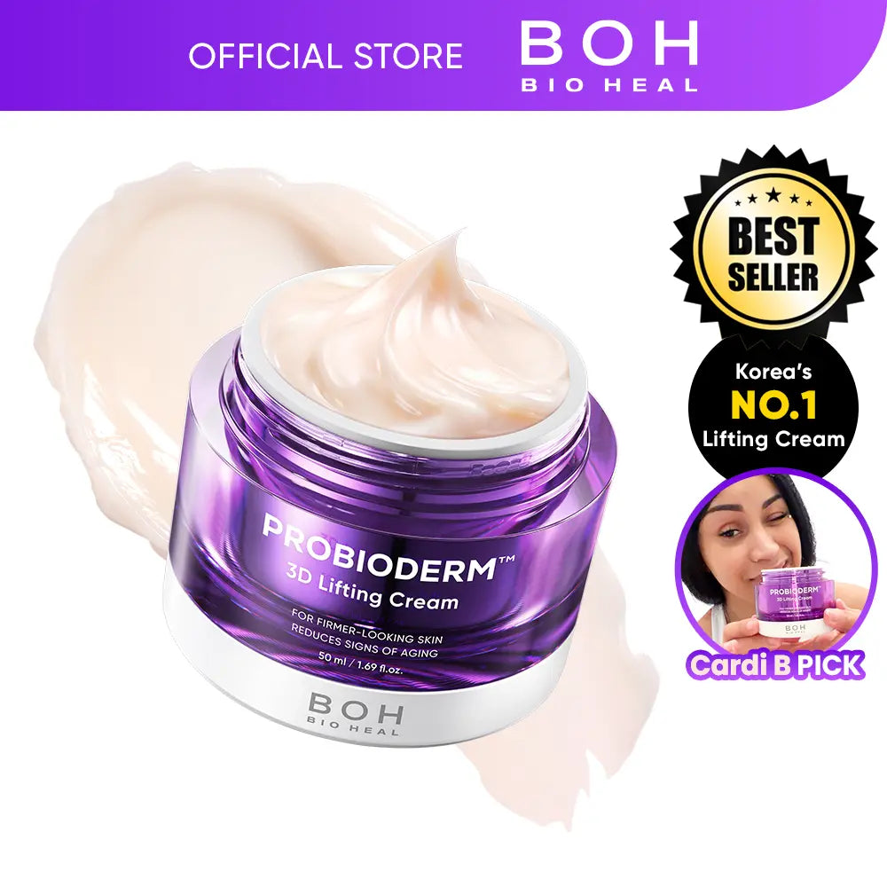 BIOHEAL BOH Probioderm 3D Lifting Cream 1.7 Fl Oz | Advanced Korean Night Cream with 17-Peptide Complex for Facial and Neck Wrinkles, Ideal for Slugging | Perfect Mother's Day Gift