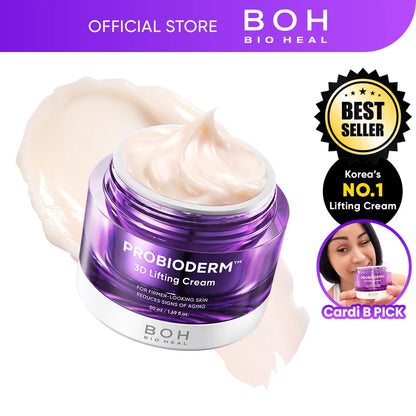 BIOHEAL BOH Probioderm 3D Lifting Cream 1.7 Fl Oz | Advanced Korean Night Cream with 17-Peptide Complex for Facial and Neck Wrinkles, Ideal for Slugging | Perfect Mother's Day Gift