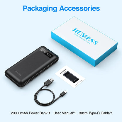 Power Up Anywhere: 20,000mAh Portable Power Bank with Built-In Cables for iPhone & Android