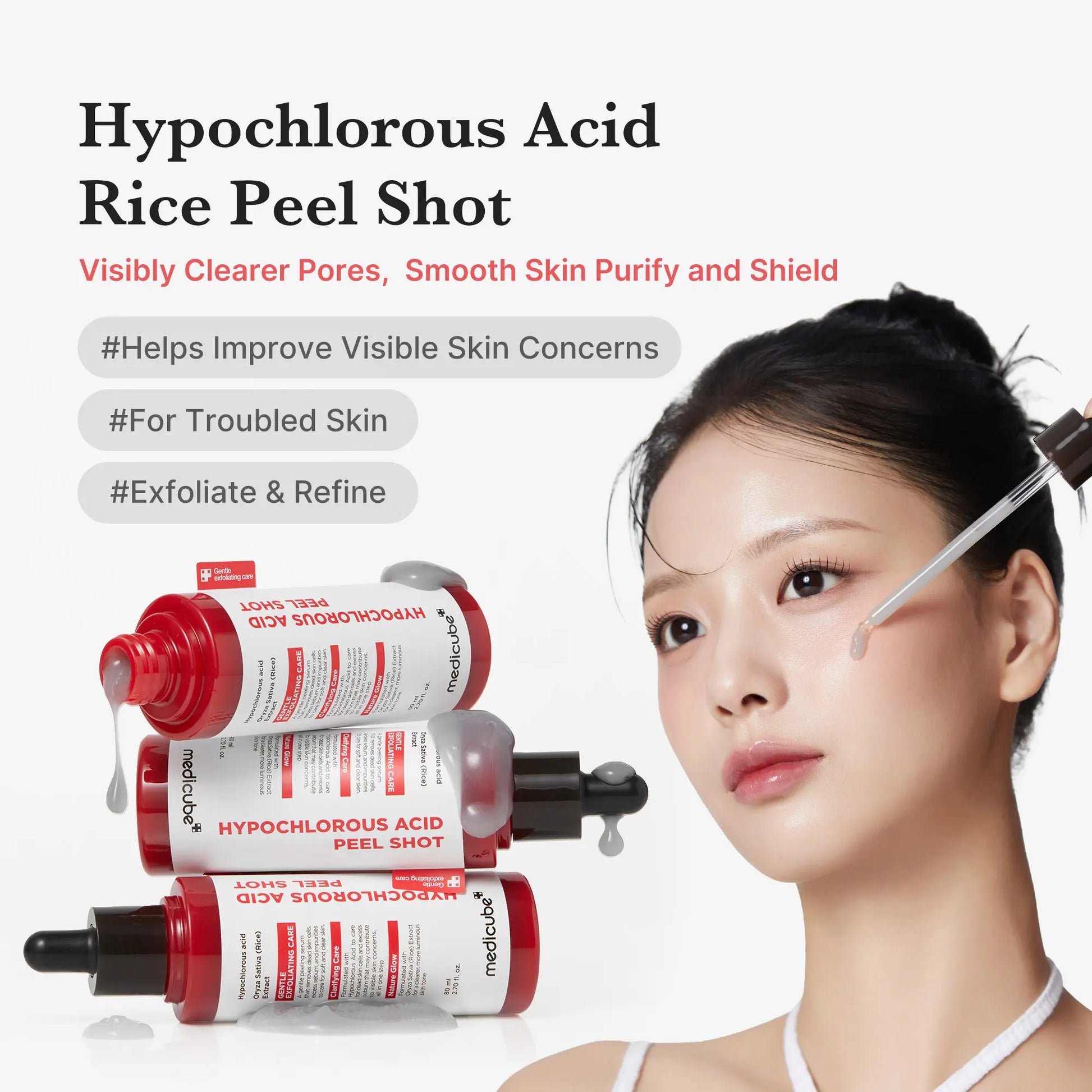 Medicube Hypochlorous Acid Rice Peel Shot Duo for Face & Body
