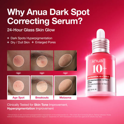 Anua Dark Spot Correcting Serum : 10% Niacinamide+ 4% Tranexamic Acid 1.01 Fl.Oz. (30Ml)