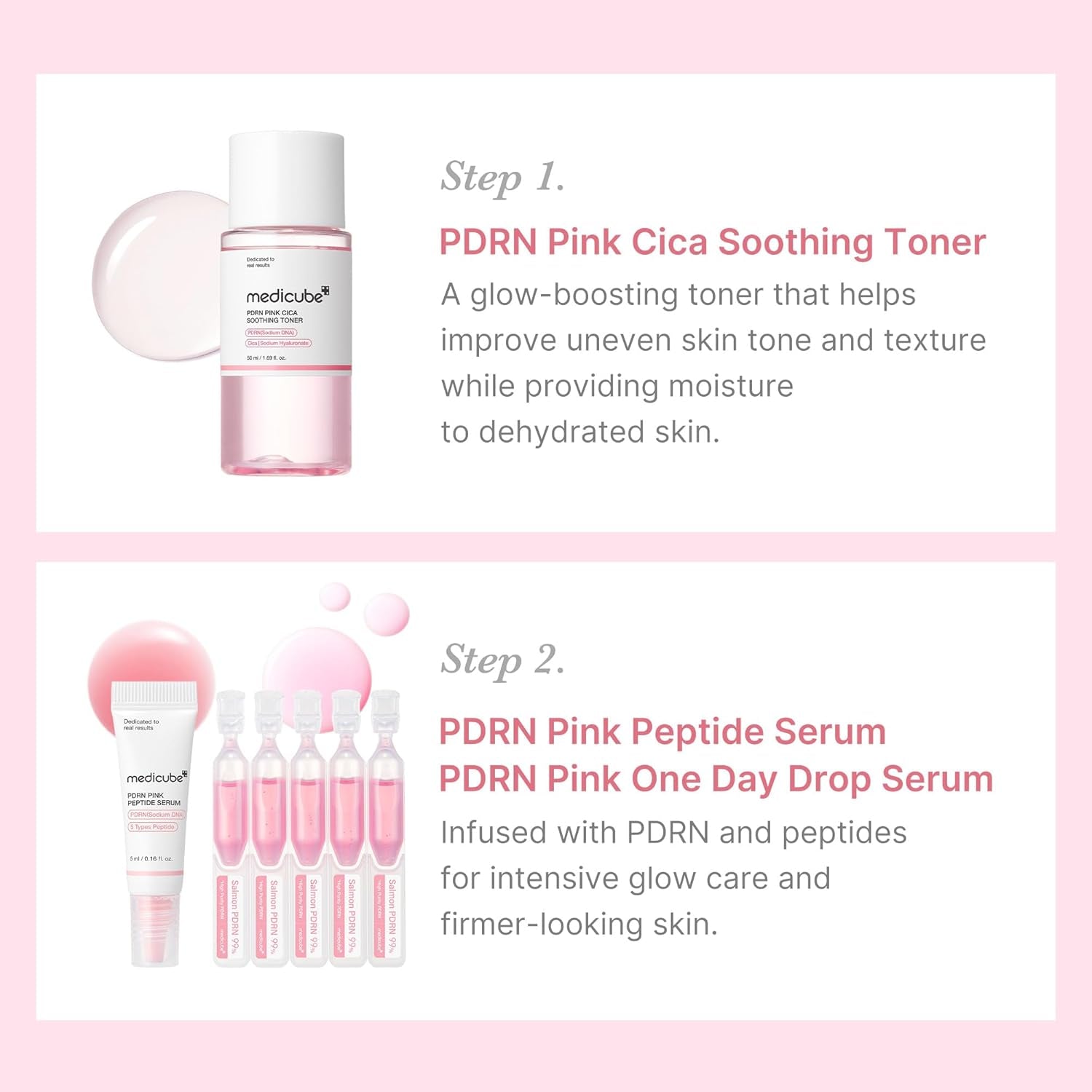 Salmon DNA PDRN Glow Kit | Glass Glow Mini Skincare Set with Toner, Serum & Sheet Mask for Hydrating, Firming, Moisturizing |Gift & Travel Essentials for Women & Girls | Korean Skincare