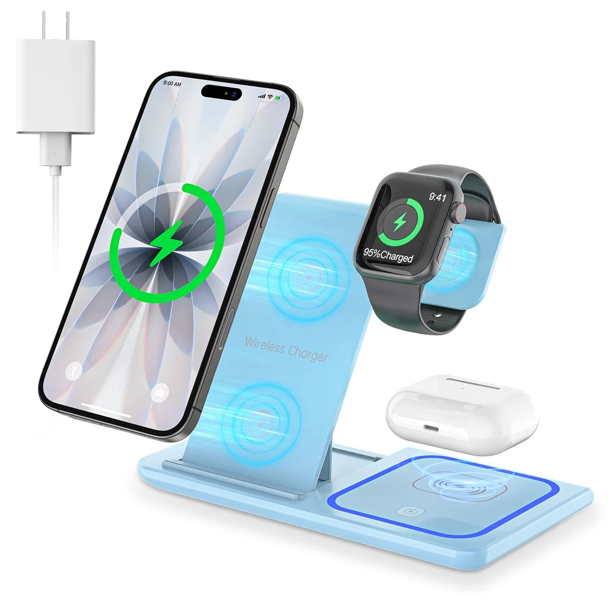 Revolutionary 3-in-1 Wireless Charging Station for iPhone, Apple Watch & AirPods - Fast, Stylish, and Convenient!