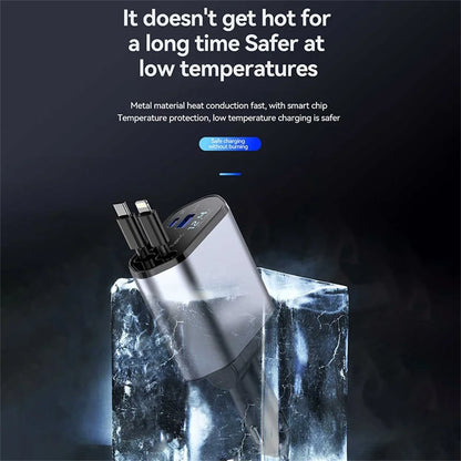 Ultimate 4-in-1 Fast Car Charger: Retractable 100W Power with iPhone and Type-C Cables for On-the-Go Charging