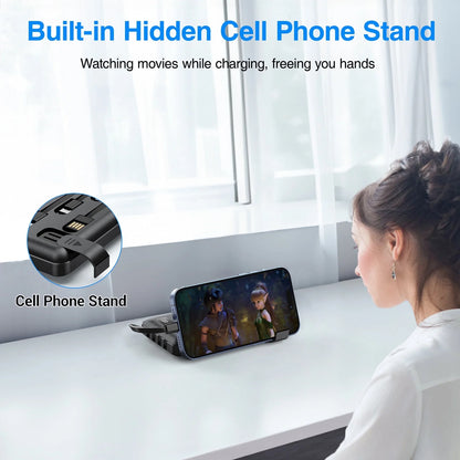 Power Up Anywhere: 20,000mAh Portable Power Bank with Built-In Cables for iPhone & Android