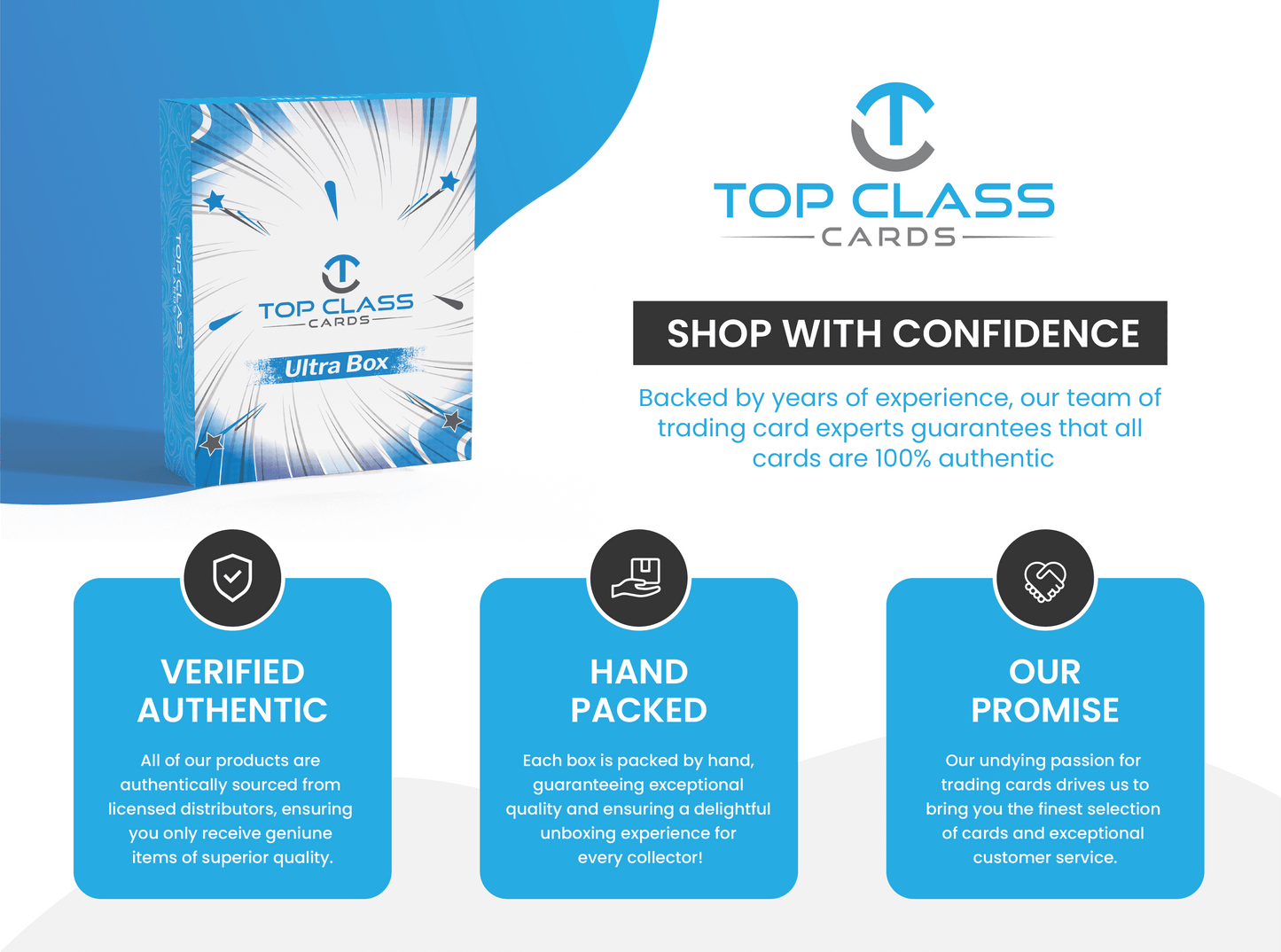 Top Class Cards | Ultra Box | 50 Cards | 5 Holos/Reverse Holos | 1 Ultra Rare Guaranteed | Compatible with Pokemon Cards