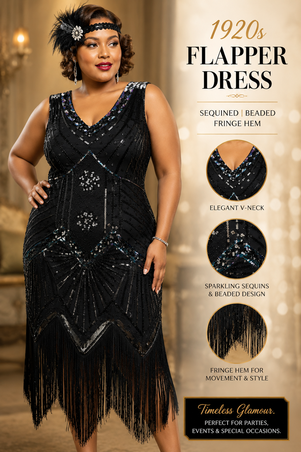 1920s Plus Size Cocktail Dress Costume