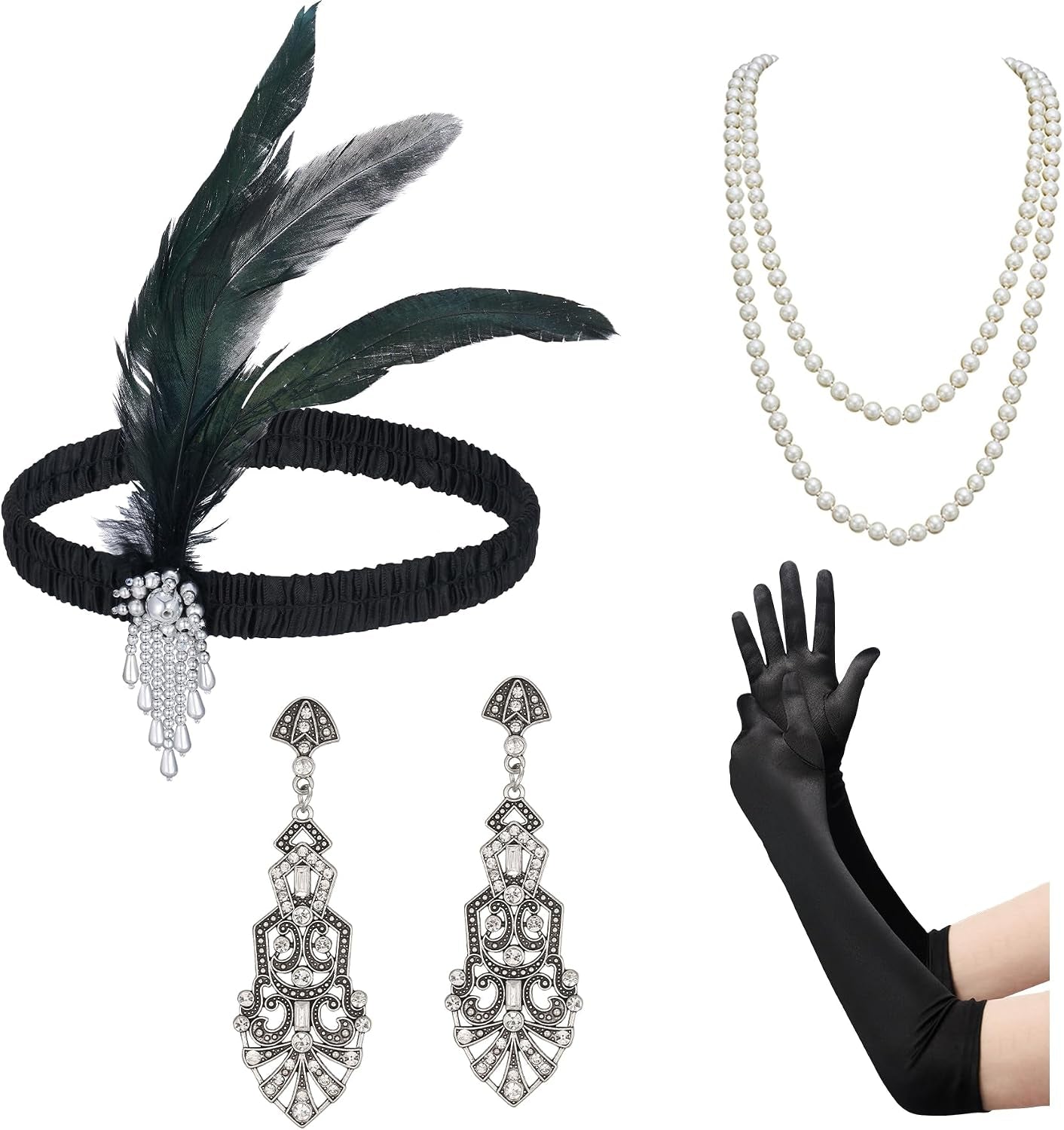 Glamorous 1920s Flapper Accessories Set - Elevate Your Vintage Style