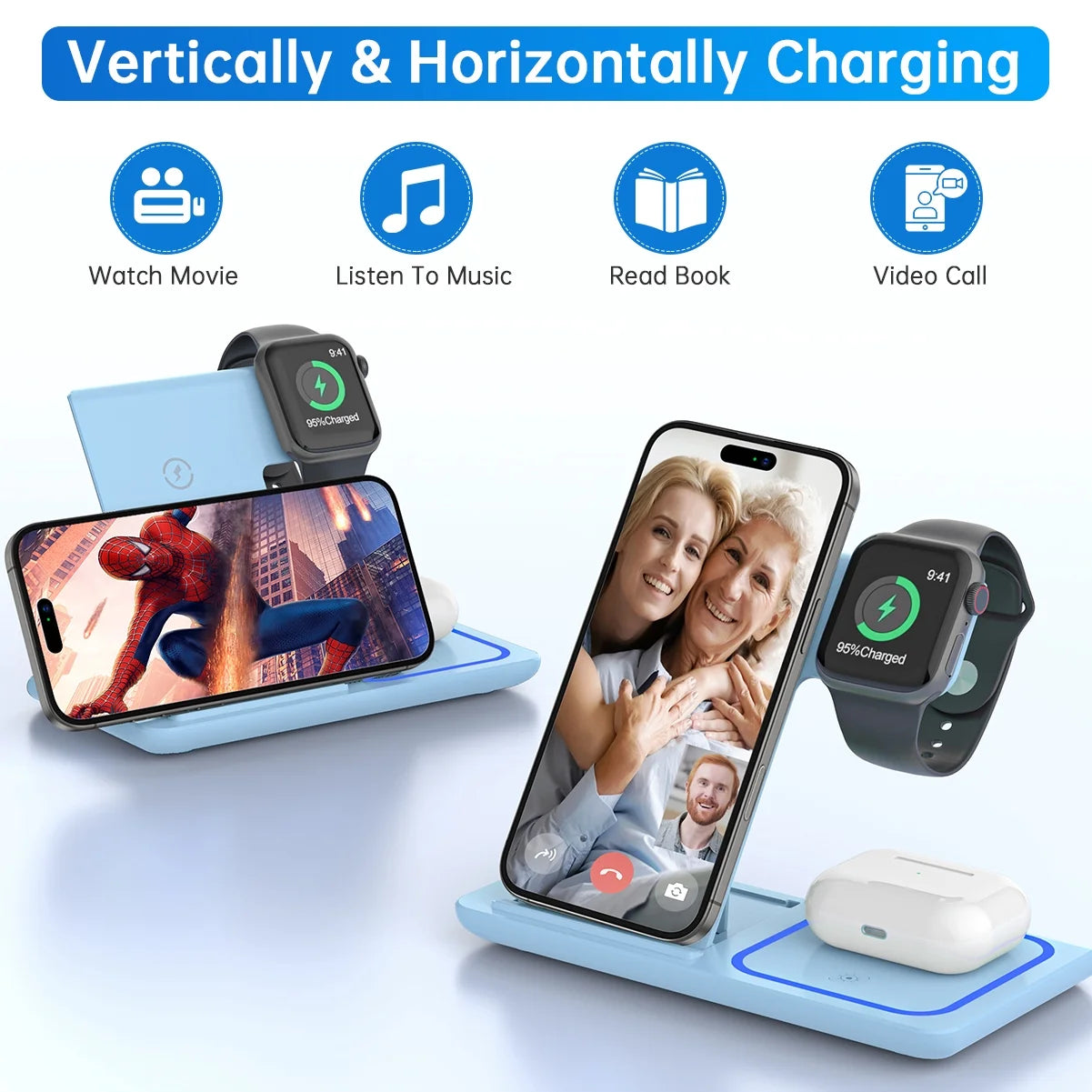 Revolutionary 3-in-1 Wireless Charging Station for iPhone, Apple Watch & AirPods - Fast, Stylish, and Convenient!