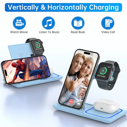 Revolutionary 3-in-1 Wireless Charging Station for iPhone, Apple Watch & AirPods - Fast, Stylish, and Convenient!