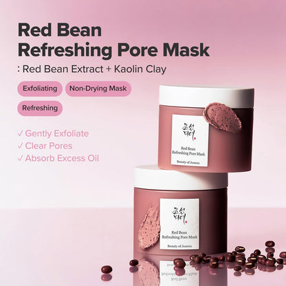Revitalize Your Skin with the Red Bean Pore Refreshing Mask - Hydrating Clay Cream for Men and Women - 140ml