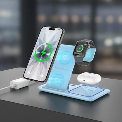 Revolutionary 3-in-1 Wireless Charging Station for iPhone, Apple Watch & AirPods - Fast, Stylish, and Convenient!