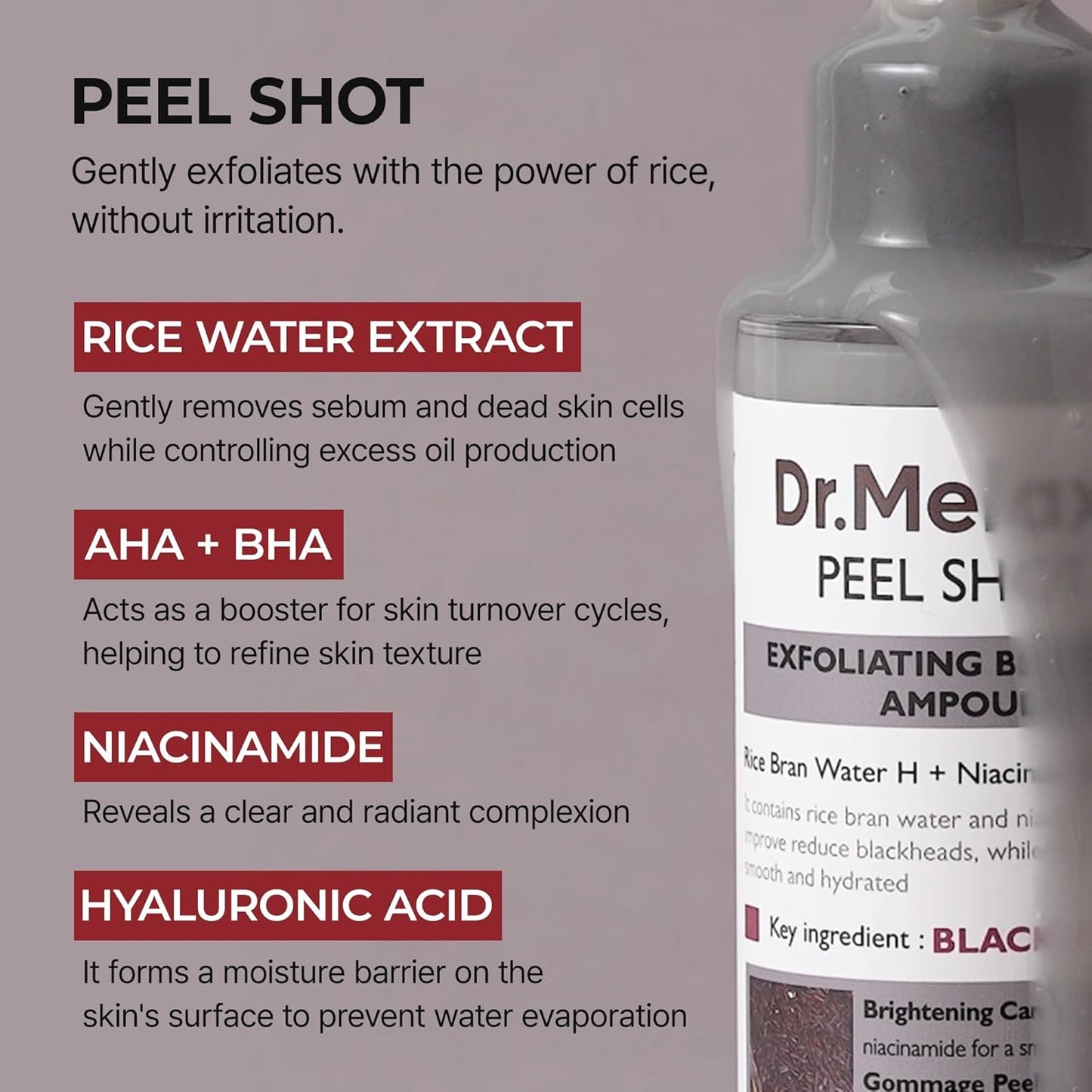Dr. Melaxin Peel Shot Black Rice Exfoliating Ampoule Dr2.7 Oz