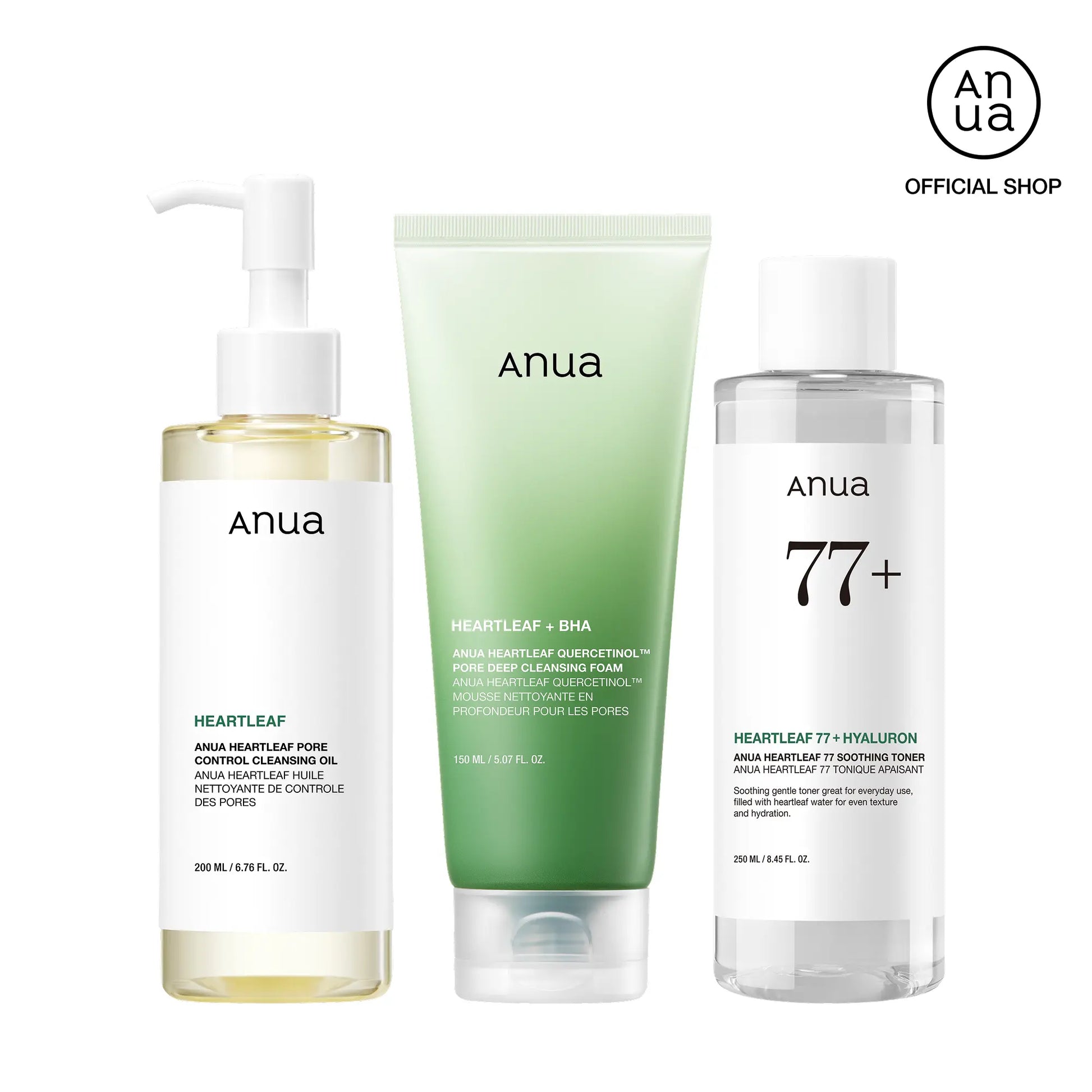 Discover the Anua Essential Trio: Oil Cleanser, Deep Cleansing Foam, and Calming Toner for Radiant Skin