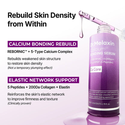 Dr. Melaxin Advanced Calcium Bonding Serum for Firming and Anti-Aging with Calcium Complex, Collagen, and REBORNIC 10,000 PPM to Enhance Skin Density and Elasticity