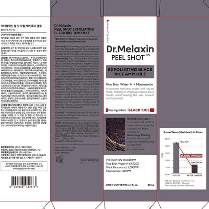 Dr. Melaxin Peel Shot Black Rice Exfoliating Ampoule Dr2.7 Oz
