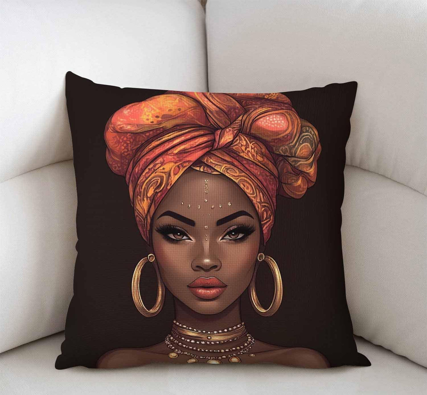 Beautiful African American Goddess Throw Pillow - 18" x 18" for Chic Home Decor