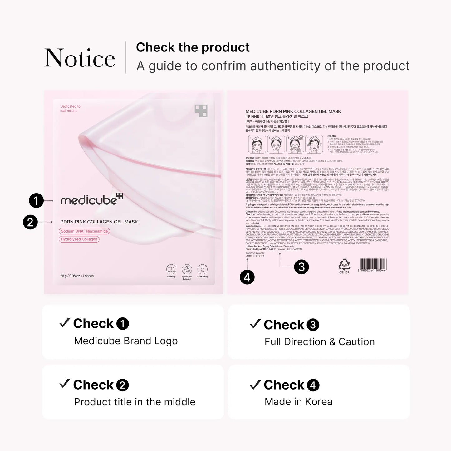 Medicube PDRN Pink Collagen Gel Mask - 4 Sheets of Salmon DNA Infused Luxury for a Youthful Glow