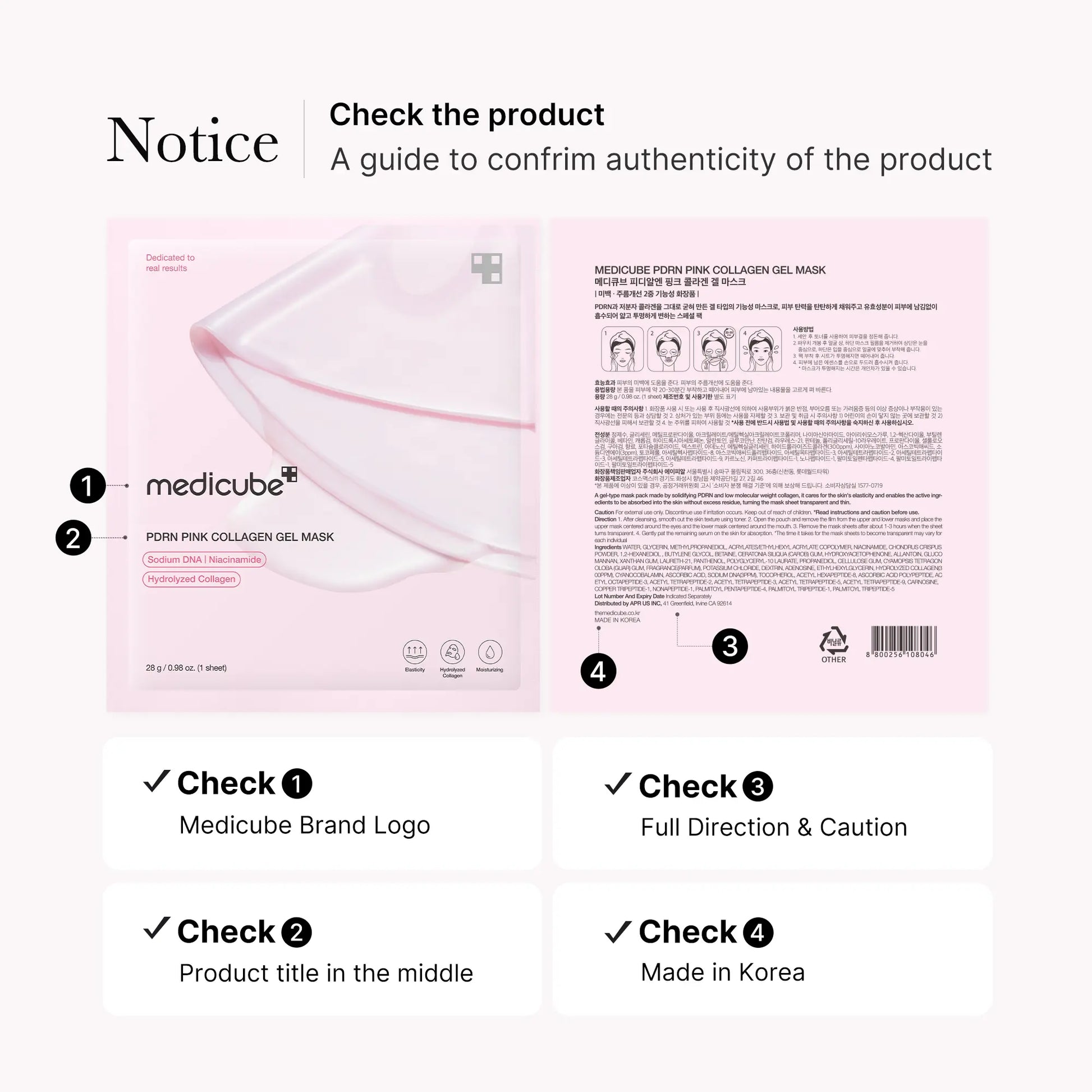 Medicube PDRN Pink Collagen Gel Mask - 4 Sheets of Salmon DNA Infused Luxury for a Youthful Glow