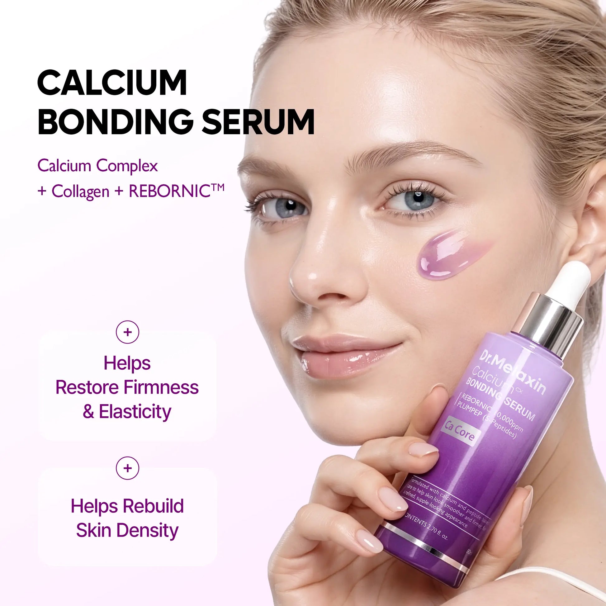 Dr. Melaxin Advanced Calcium Bonding Serum for Firming and Anti-Aging with Calcium Complex, Collagen, and REBORNIC 10,000 PPM to Enhance Skin Density and Elasticity