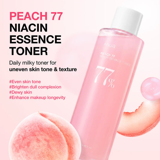 Revitalize Your Skin with Anua Peach 77 Niacin Essence Toner - 8.45 Fl. Oz. of Hydrating Radiance for All Skin Types