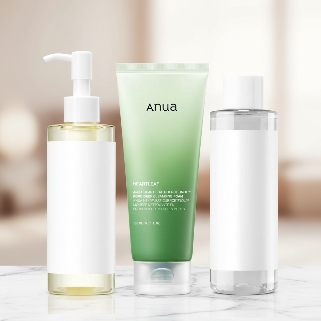 Discover the Anua Essential Trio: Oil Cleanser, Deep Cleansing Foam, and Calming Toner for Radiant Skin