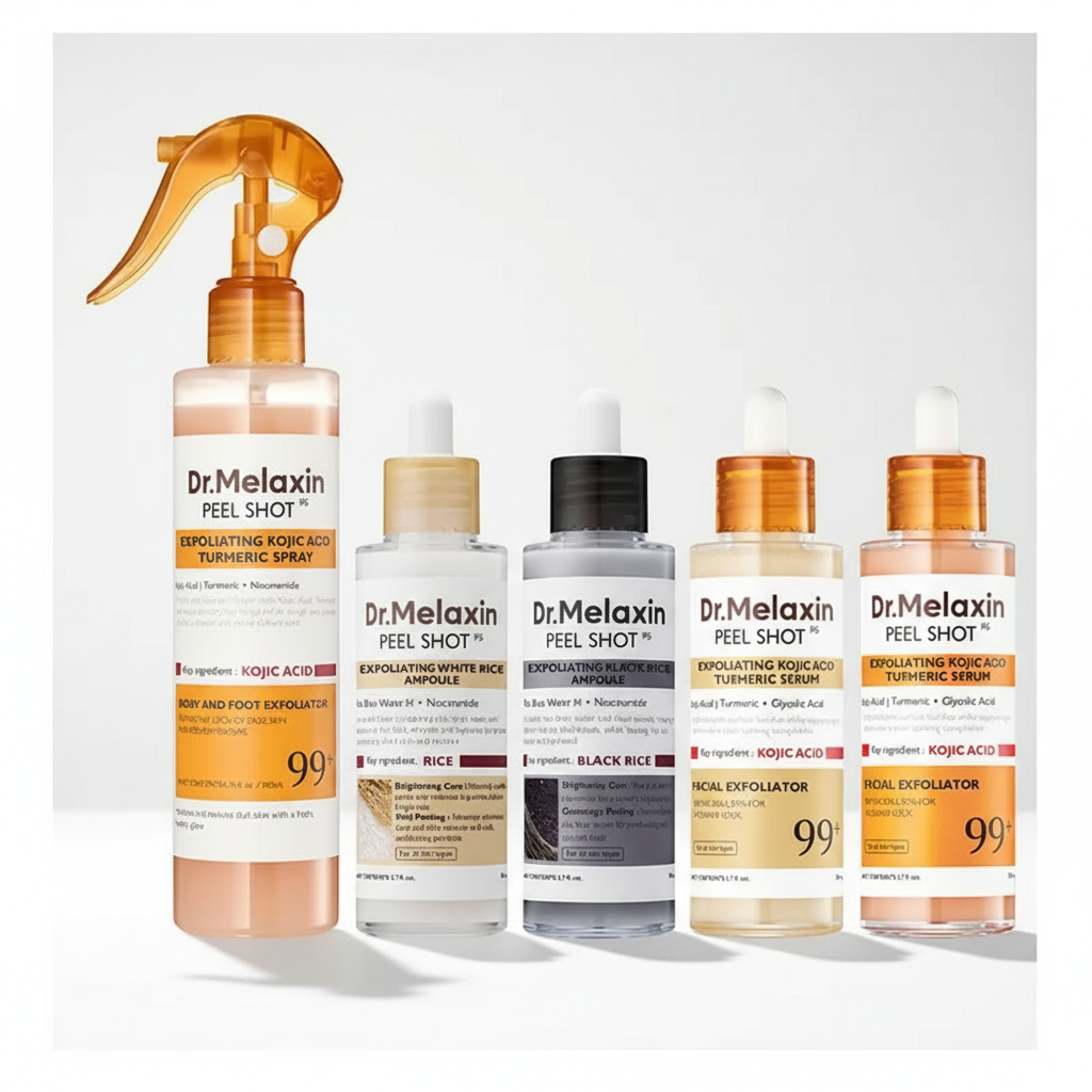 Dr.Melaxin Peel Shot Glow Rice Ampoule Duo & Kojic Acid Turmeric Serum
