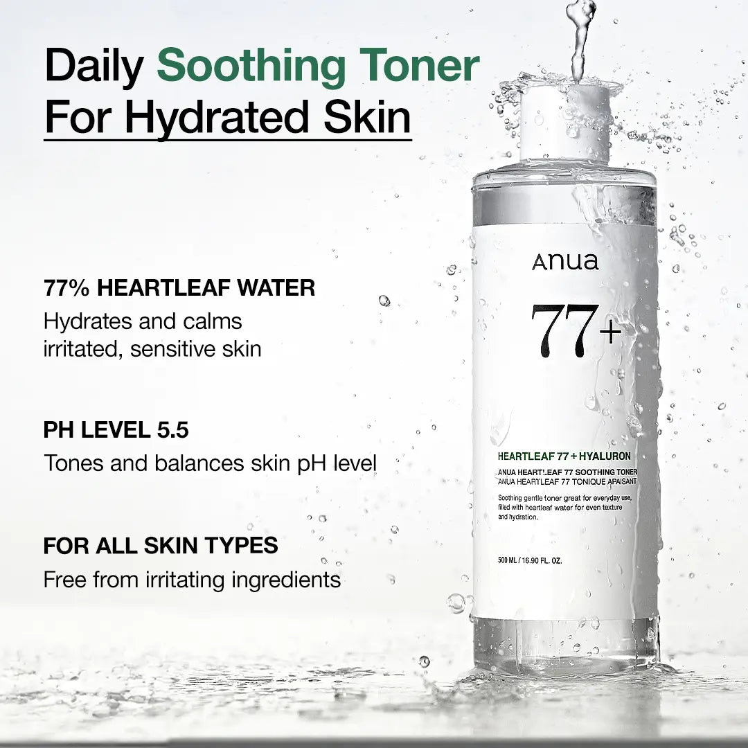 Revitalize Your Skin with Anua Heartleaf 77% Soothing Toner - Hydrating Facial Toner for All Skin Types, 8.45 Fl.Oz. (250Ml) | Korean Skincare Essential