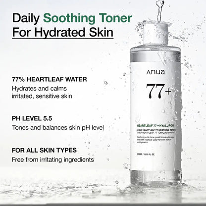 Revitalize Your Skin with Anua Heartleaf 77% Soothing Toner - Hydrating Facial Toner for All Skin Types, 8.45 Fl.Oz. (250Ml) | Korean Skincare Essential