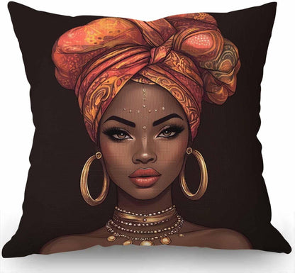 Beautiful African American Goddess Throw Pillow - 18" x 18" for Chic Home Decor
