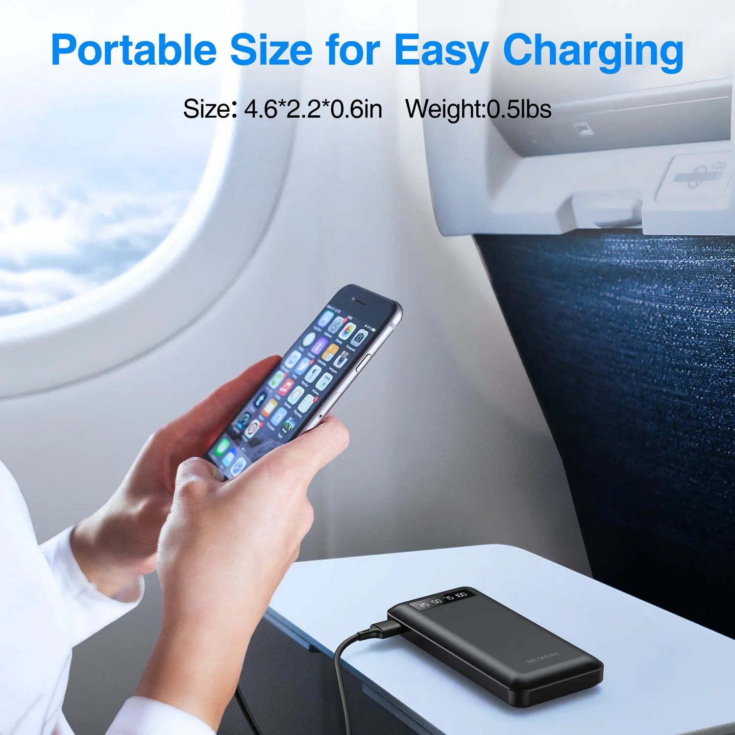 Power Up Anywhere: 20,000mAh Portable Power Bank with Built-In Cables for iPhone & Android