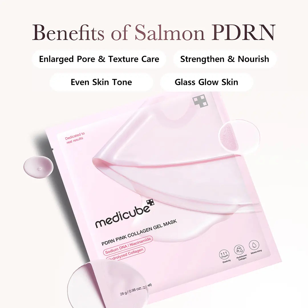 Medicube PDRN Pink Collagen Gel Mask - 4 Sheets of Salmon DNA Infused Luxury for a Youthful Glow