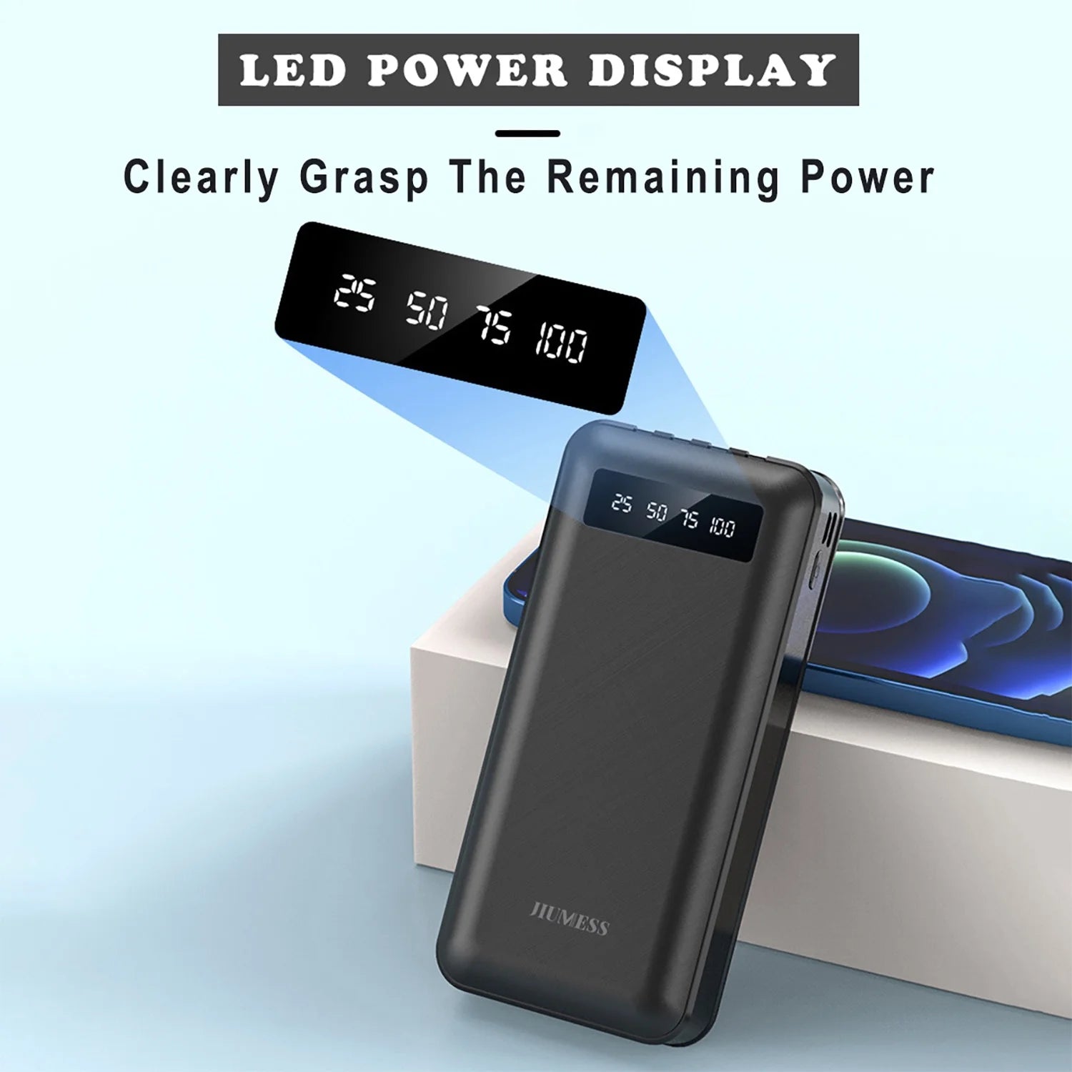 Power Up Anywhere: 20,000mAh Portable Power Bank with Built-In Cables for iPhone & Android