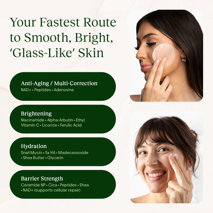 Achieve Radiant Skin with the JiYu Korean Skincare Glow-Up Bundle - Toner Pads & NAD+ Cream
