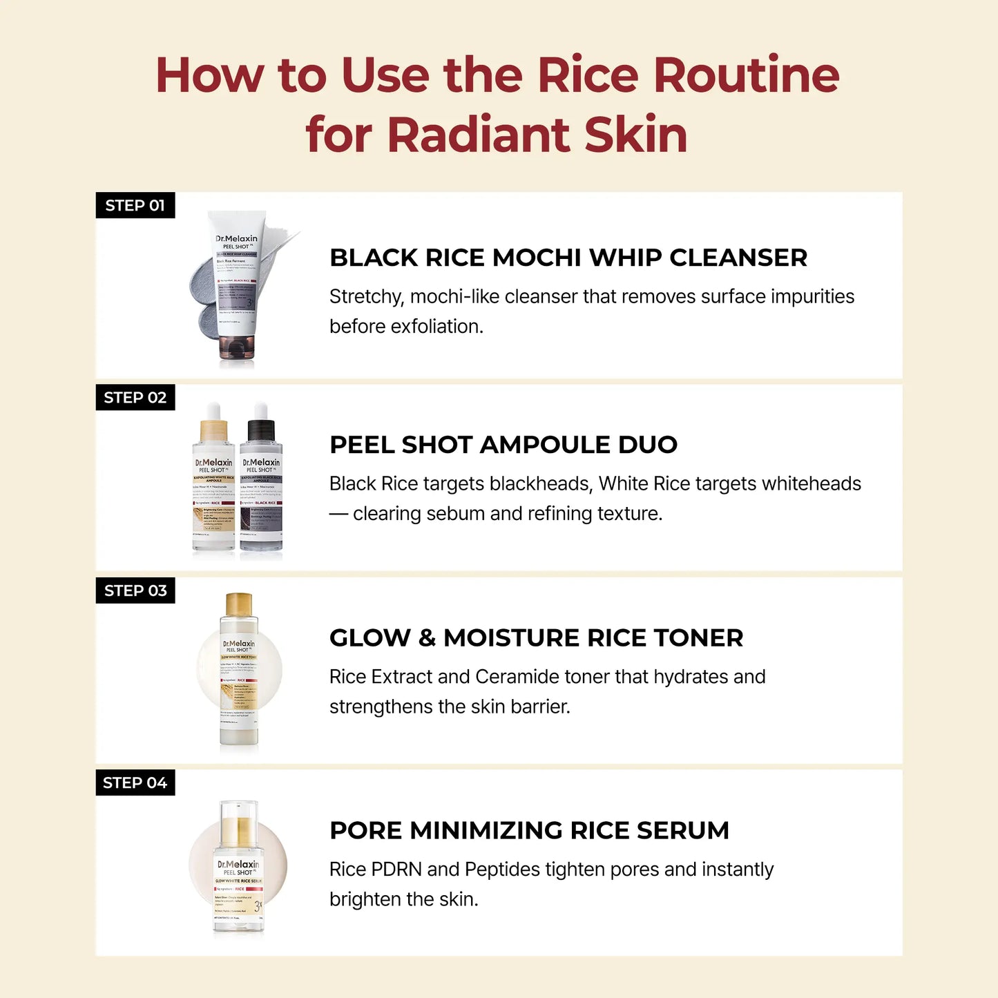 Dr.Melaxin Official Ultimate Exfoliating Glow Rice Routine Set