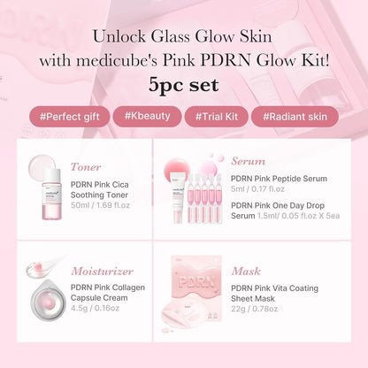 Salmon DNA PDRN Glow Kit | Glass Glow Mini Skincare Set with Toner, Serum & Sheet Mask for Hydrating, Firming, Moisturizing |Gift & Travel Essentials for Women & Girls | Korean Skincare