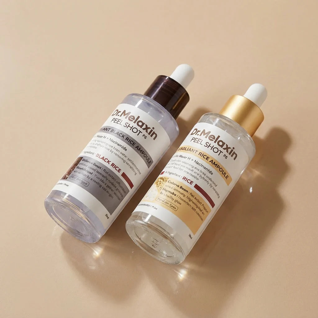 Revitalize Your Skin with Dr. Melaxin Exfoliating Peel Shots - Black & White Rice Ampoules